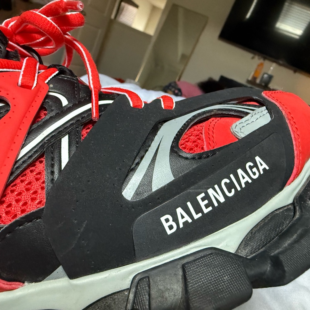 Balenciaga Mens Red and Black Sneakers